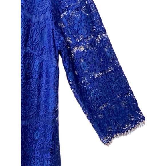 Jessica Howard Dress Womens Size 16 Blue Lace Lined Scallop Hem Back Zip NEW - Picture 5 of 12